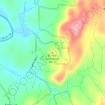 Carte topographique Bunnel Mountain, altitude, relief