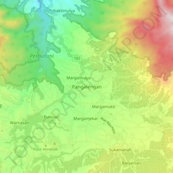 Carte topographique Pangalengan, altitude, relief