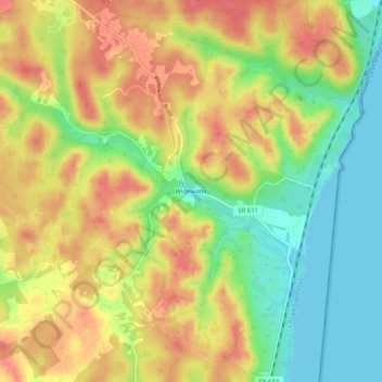 Carte topographique Widewater, altitude, relief