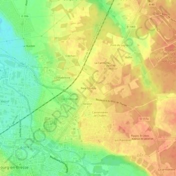 Carte topographique Petit Challes, altitude, relief
