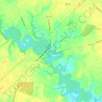 Carte topographique Everets, altitude, relief