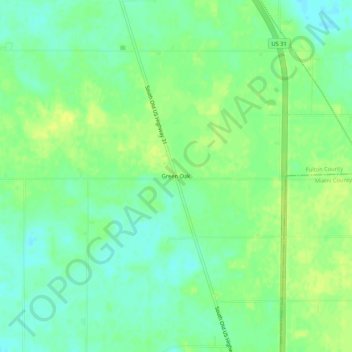 Carte topographique Green Oak, altitude, relief
