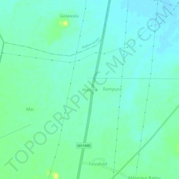 Carte topographique Hudina, altitude, relief