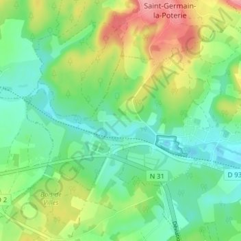 Carte topographique Le Champ des Taillis, altitude, relief