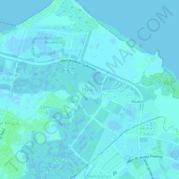 Carte topographique Muara, altitude, relief