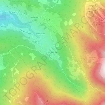 Carte topographique La Boutière, altitude, relief