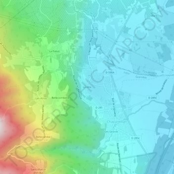 Carte topographique La Ville, altitude, relief