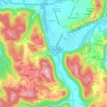 Carte topographique Tournepicque, altitude, relief