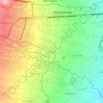 Carte topographique Kemiri, altitude, relief