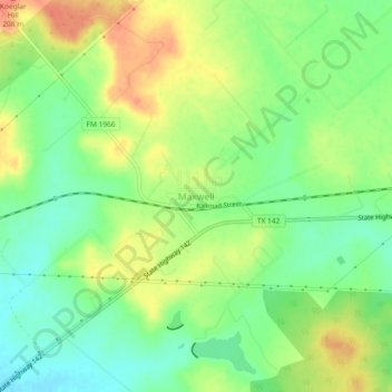 Carte topographique Maxwell, altitude, relief