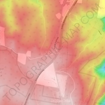 Carte topographique Flat Rock Junction, altitude, relief