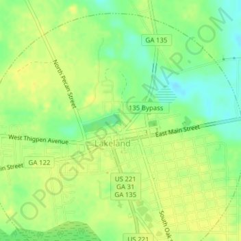 Carte topographique Lake Irma Dam, altitude, relief