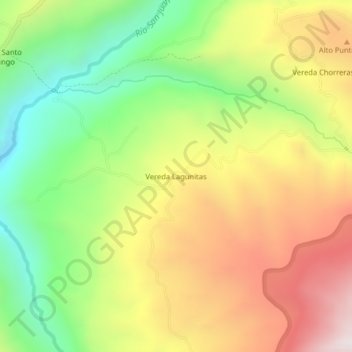 Carte topographique Vereda Lagunitas, altitude, relief