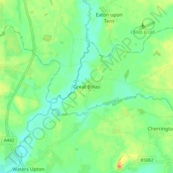 Carte topographique Great Bolas, altitude, relief