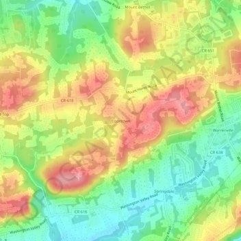 Carte topographique Coontown, altitude, relief