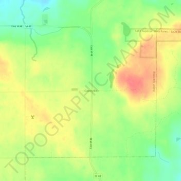 Carte topographique Goetzville, altitude, relief