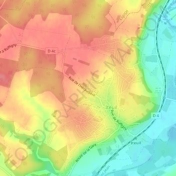 Carte topographique Champ Charbon, altitude, relief