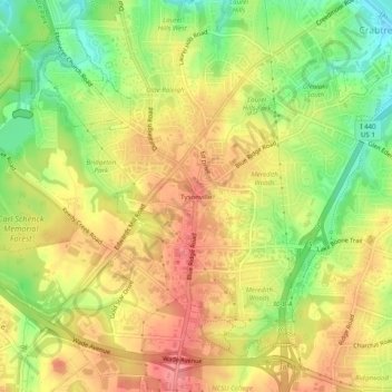 Carte topographique Tysonville, altitude, relief