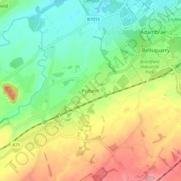 Carte topographique Polbeth, altitude, relief
