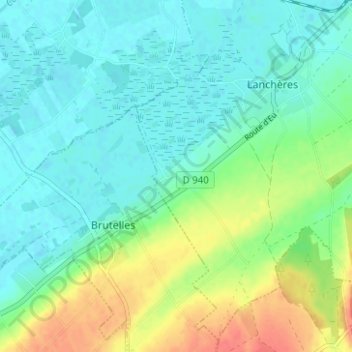 Carte topographique Poutrincourt, altitude, relief