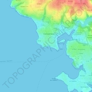 Carte topographique Coat Pin, altitude, relief