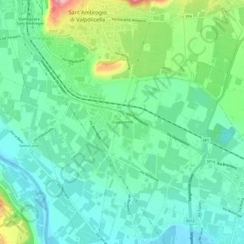 Carte topographique Ospedaletto, altitude, relief