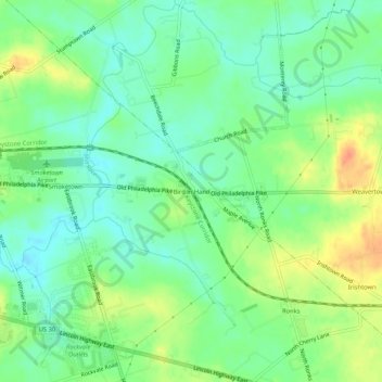 Carte topographique Bird in Hand, altitude, relief