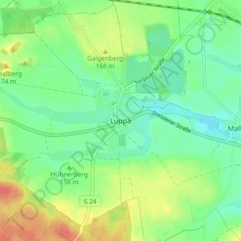 Carte topographique Luppa, altitude, relief