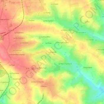 Carte topographique La Fragnée, altitude, relief