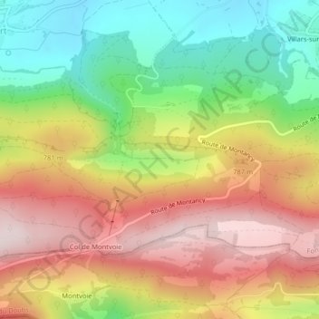 Carte topographique Calabri, altitude, relief