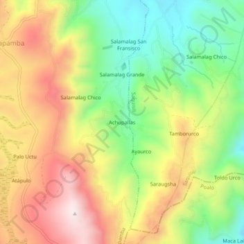 Carte topographique Achupallas, altitude, relief