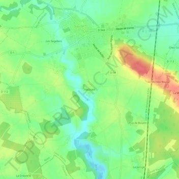 Carte topographique Vaussais, altitude, relief