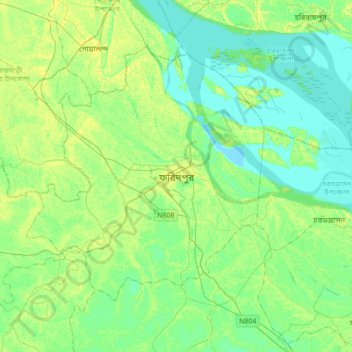 Carte topographique Faridpur, altitude, relief