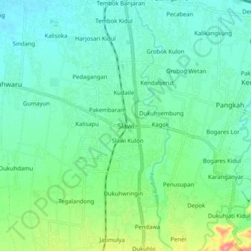 Carte topographique Slawi, altitude, relief
