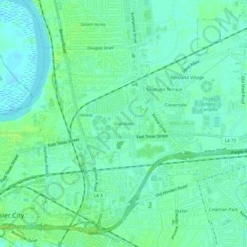 Carte topographique Glendale, altitude, relief