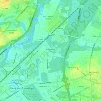 Carte topographique Hutchinson Mills, altitude, relief