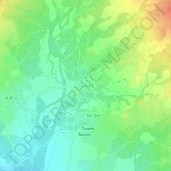 Carte topographique Gondo, altitude, relief