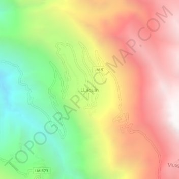Carte topographique LLaquín, altitude, relief