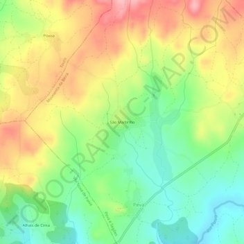 Carte topographique São Martinho, altitude, relief