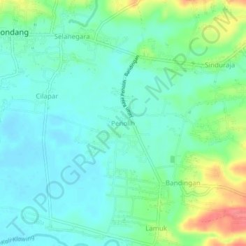 Carte topographique Penolih, altitude, relief