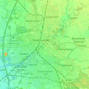 Carte topographique Neumünster, altitude, relief