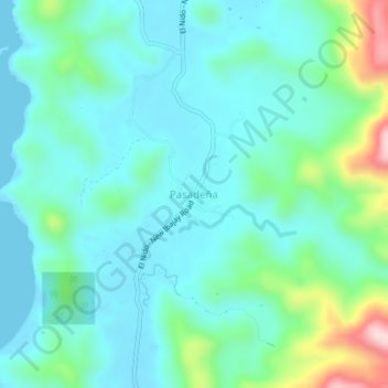 Carte topographique Pasadeña, altitude, relief