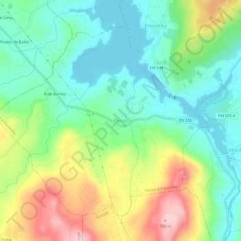 Carte topographique Penso, altitude, relief