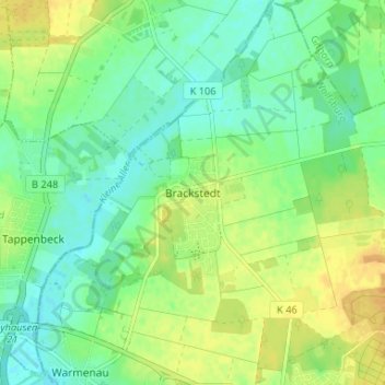 Carte topographique Brackstedt, altitude, relief
