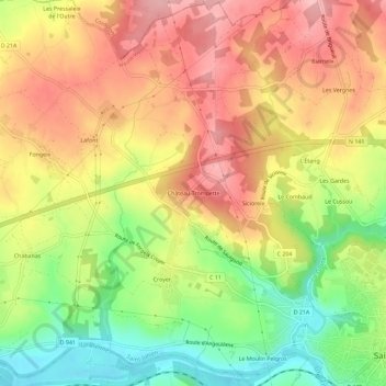 Carte topographique Château-Trompette, altitude, relief
