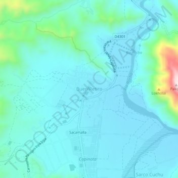 Carte topographique Buen Retiro, altitude, relief