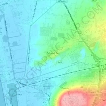Carte topographique Colle degli Osci, altitude, relief