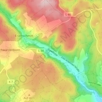 Carte topographique Eichelhütte, altitude, relief