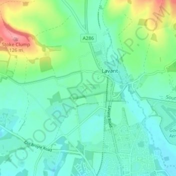 Carte topographique West Lavant, altitude, relief