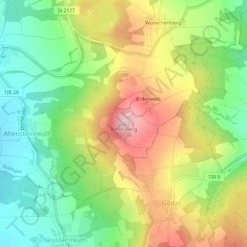 Carte topographique Armesberg, altitude, relief